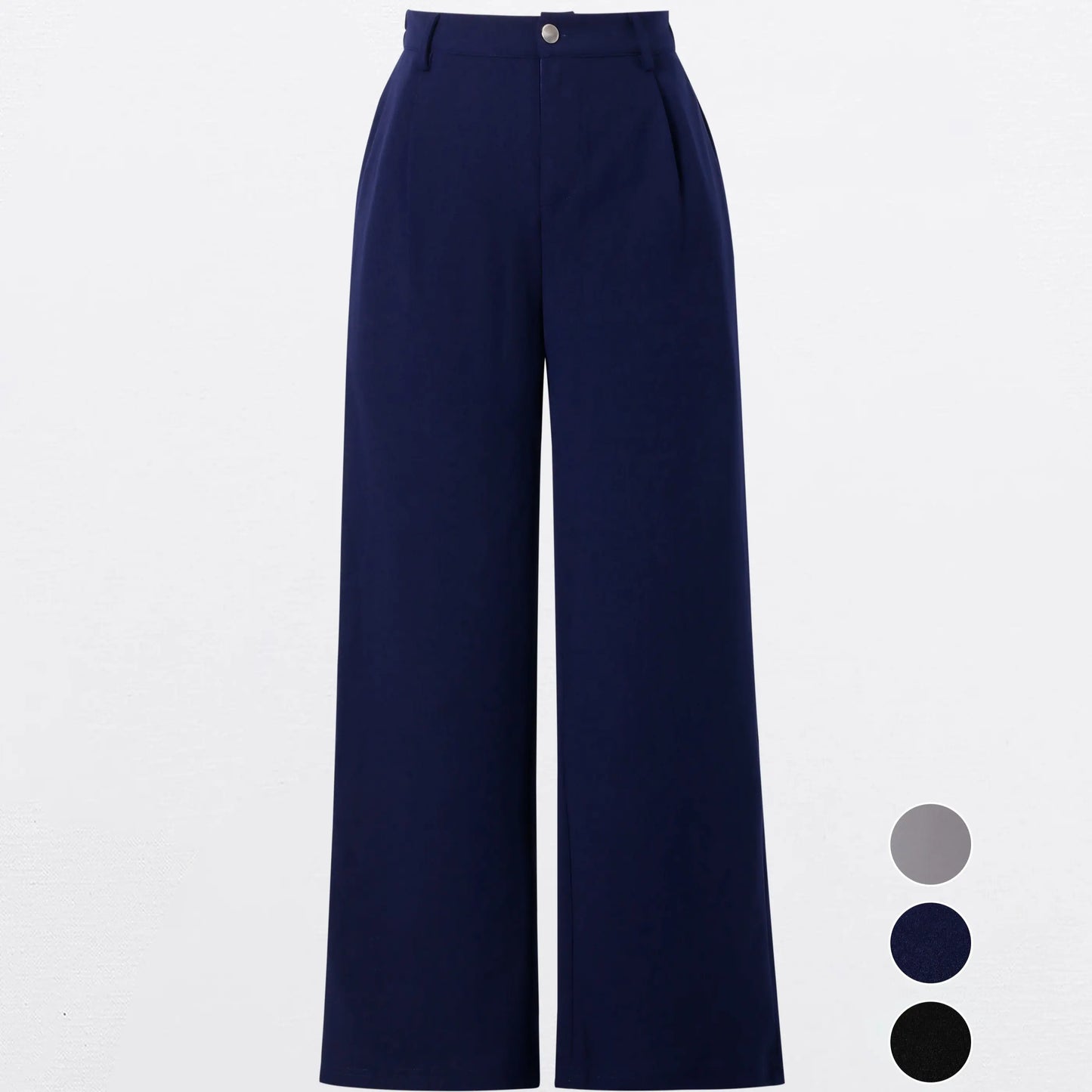 EL ELENGATINE Women'S High-Waisted Wide-Leg Crop Pants, Soft Stretch Polyester Slacks with Pockets for Everyday Business Casual, Dress
