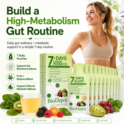 Biodepot Synbiotic Liquid Probiotics 7-Day Daily Wellness Drink with Fruit & Botanical Blend