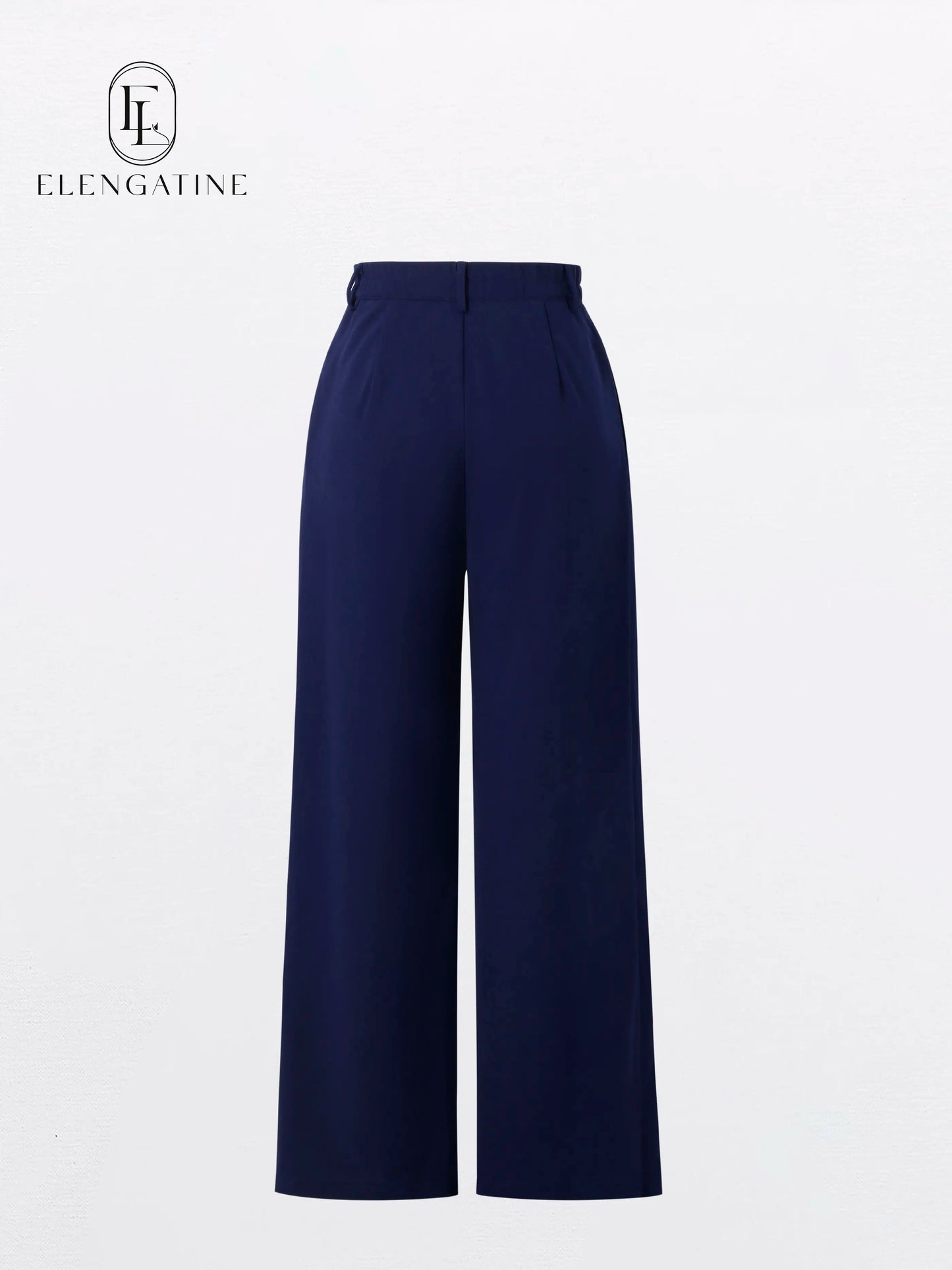 EL ELENGATINE Women'S High-Waisted Wide-Leg Crop Pants, Soft Stretch Polyester Slacks with Pockets for Everyday Business Casual, Dress