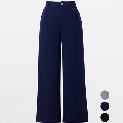 EL ELENGATINE Women'S High-Waisted Wide-Leg Crop Pants, Soft Stretch Polyester Slacks with Pockets for Everyday Business Casual, Dress