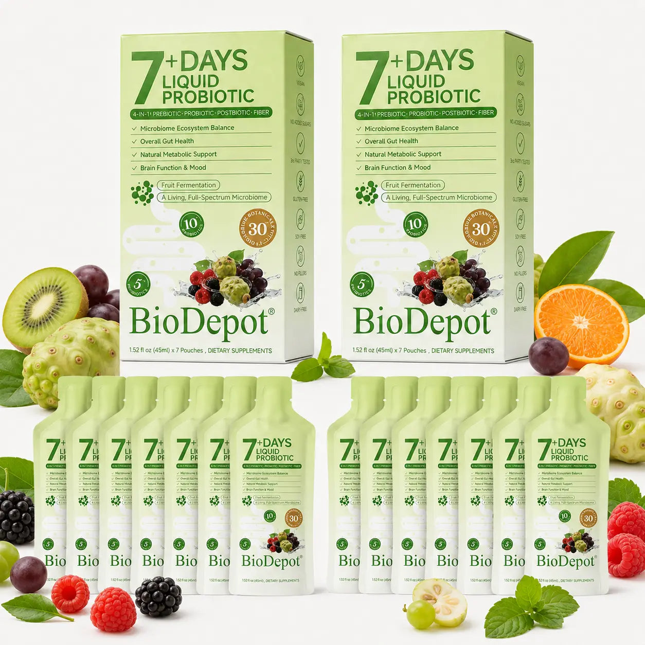Biodepot Synbiotic Liquid Probiotics 7-Day Daily Wellness Drink with Fruit & Botanical Blend