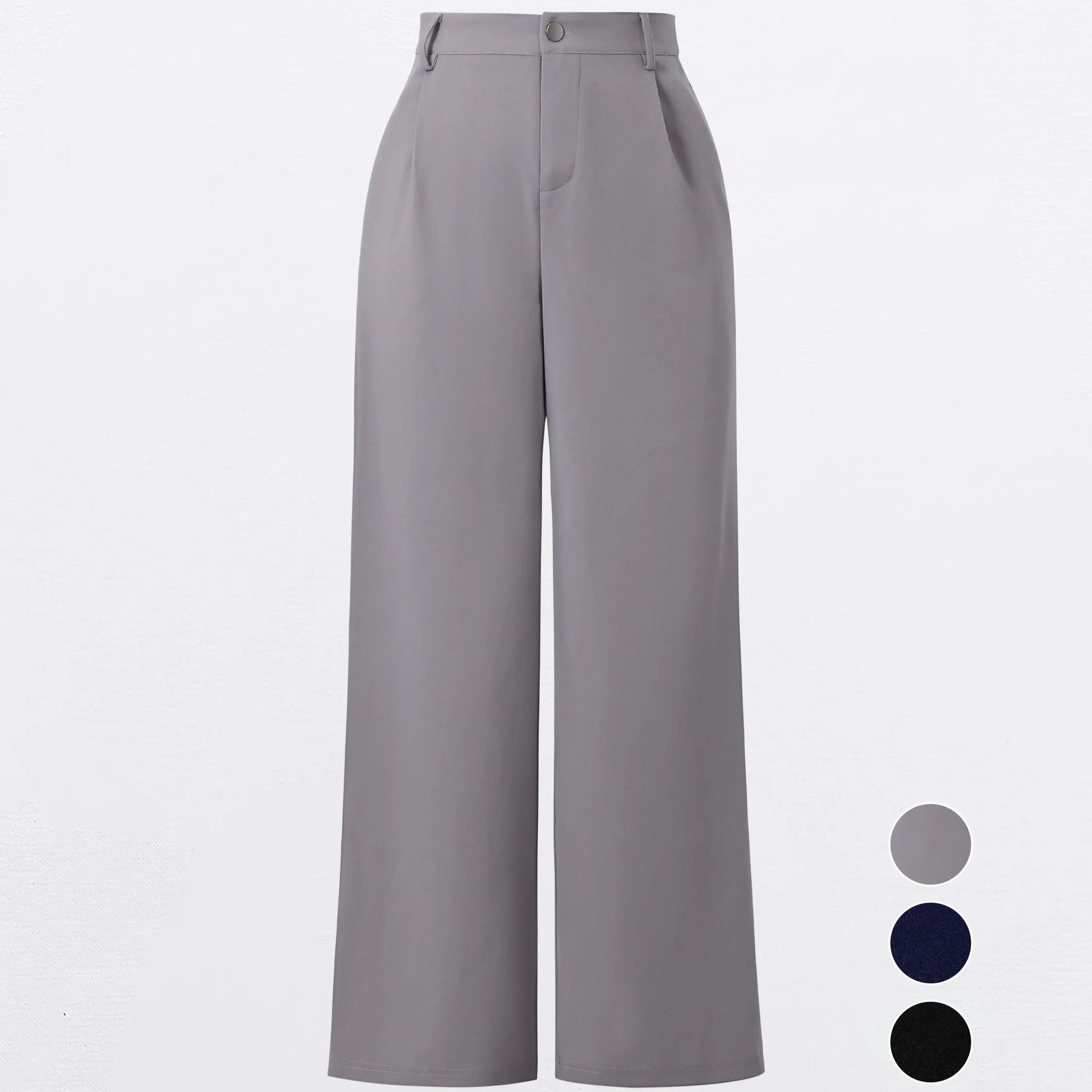 EL ELENGATINE Women'S High-Waisted Wide-Leg Crop Pants, Soft Stretch Polyester Slacks with Pockets for Everyday Business Casual, Dress