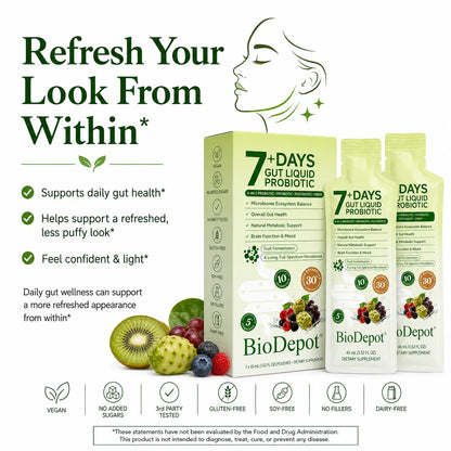 Biodepot Synbiotic Liquid Probiotics 7-Day Daily Wellness Drink with Fruit & Botanical Blend