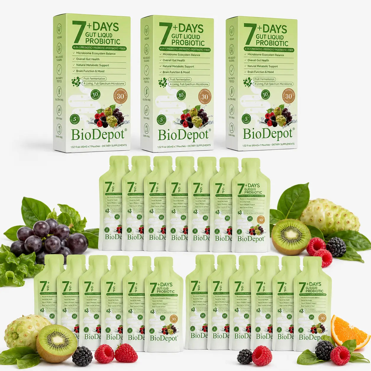 Biodepot Synbiotic Liquid Probiotics 7-Day Daily Wellness Drink with Fruit & Botanical Blend