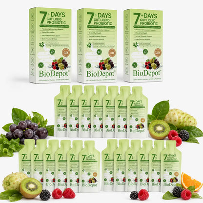 Biodepot Synbiotic Liquid Probiotics 7-Day Daily Wellness Drink with Fruit & Botanical Blend