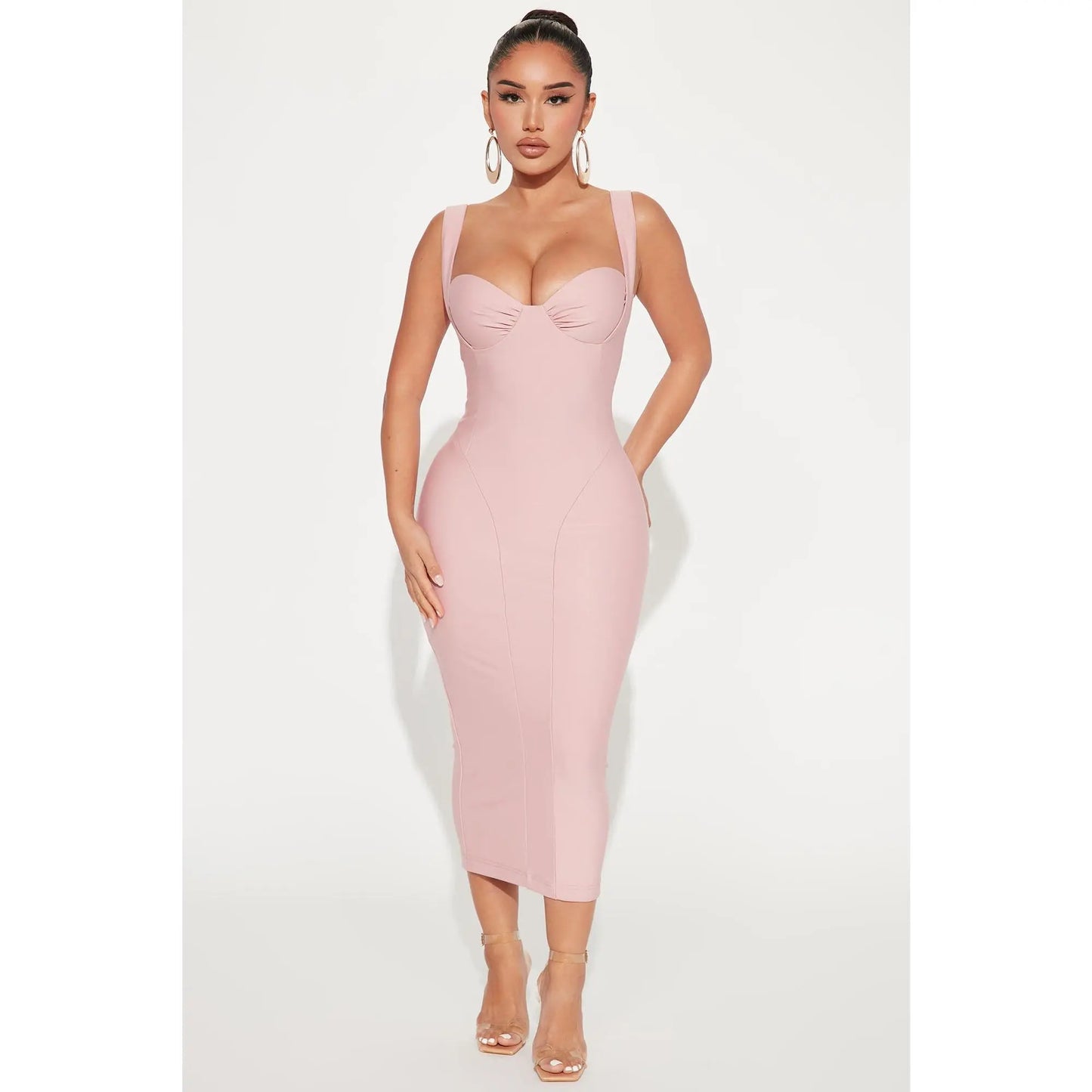 Lily Rosaline Midi Dress - Blush