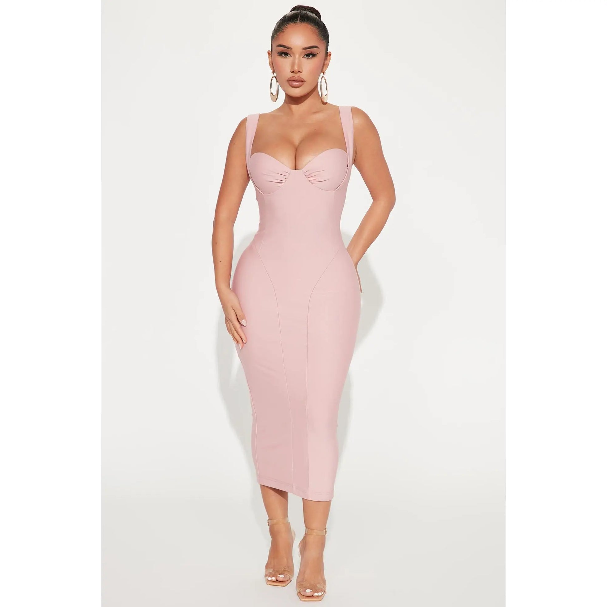 Lily Rosaline Midi Dress - Blush