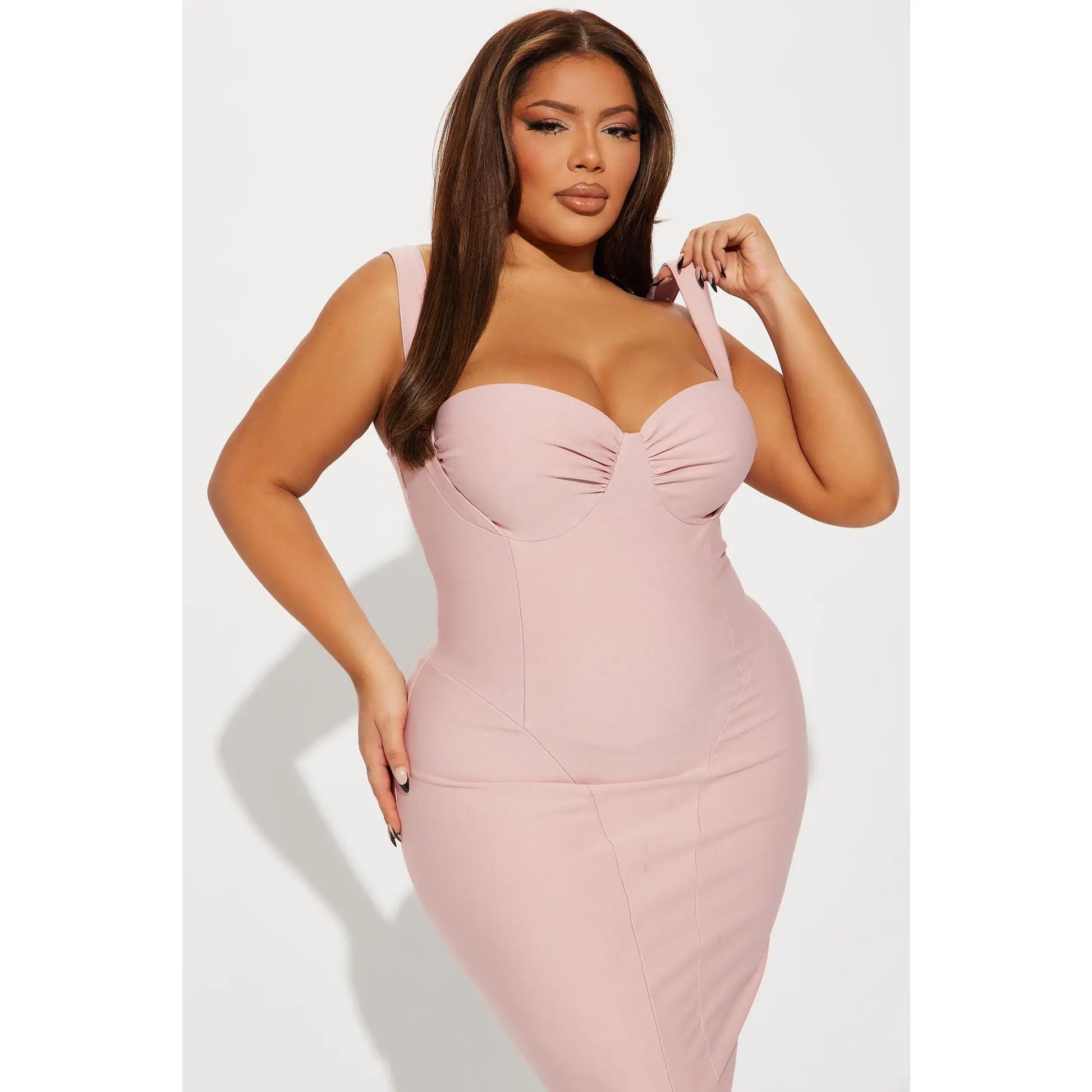 Lily Rosaline Midi Dress - Blush