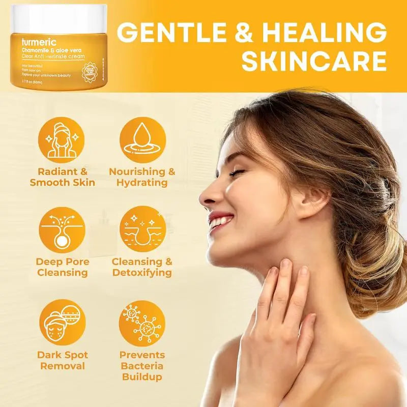 Turmeric Moisturizing Face Cream 50G - Hydrating Skincare for Normal, Dry, Oily, & Combination Skin - Alcohol-Free, Moisturizing Formula - Moisturizer
