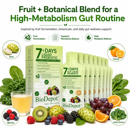 Biodepot Synbiotic Liquid Probiotics 7-Day Daily Wellness Drink with Fruit & Botanical Blend