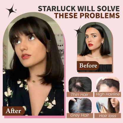 Female 10‑Inch Human‑Hair Hair Topper Featuring Bangs, Built‑On Swiss Net Foundation, Lightweight and Breathable Clip‑In Hair Piece Suitable for Daily‑Life Styling