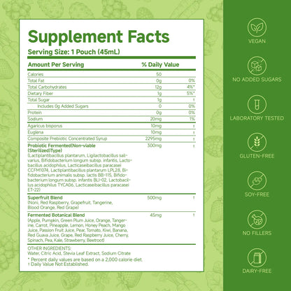 Biodepot Synbiotic Liquid Probiotics 7-Day Daily Wellness Drink with Fruit & Botanical Blend